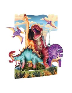 Postal Swing Tierra de Dinosaurios tarjeta decorativa para regalo y colección