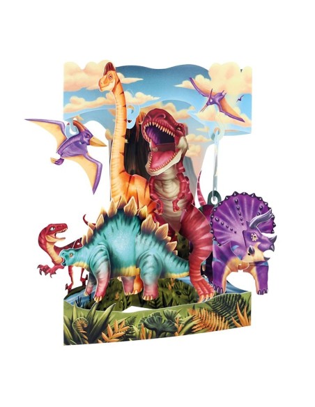 Postal Swing Tierra de Dinosaurios tarjeta decorativa para regalo y colección