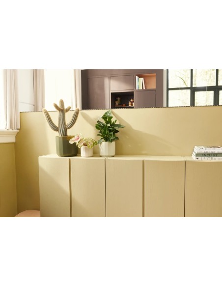 Maceta Facet Redonda 17 cm Rosa Almendra Diseño Moderno y Elegante