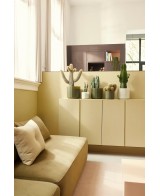 Maceta Facet Redonda 17 cm Verde Té  Diseño Moderno y Elegante