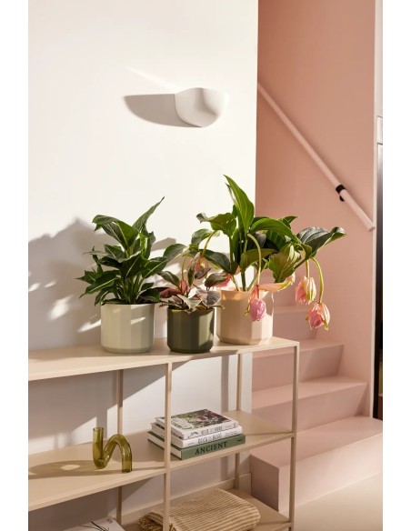 Maceta Facet Redonda 19 cm Rosa Almendra Diseño Moderno y Elegante