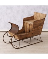 Trineo de Madera Reciclada 72cm Natural | Decoración Navideña Rústica y Sostenible