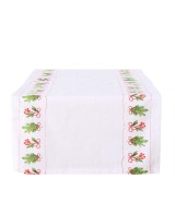 Camino de Mesa Noelle 140 cm Verde y Blanco | Decoración Navideña Elegante