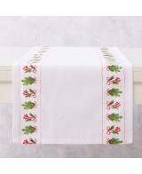 Camino de Mesa Noelle 140 cm Verde y Blanco | Decoración Navideña Elegante