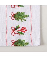 Camino de Mesa Noelle 140 cm Verde y Blanco | Decoración Navideña Elegante