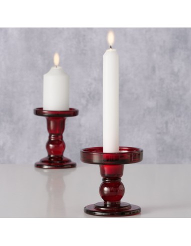 Portavelas Matar Cristal Lacado Rojo H8.5cm | Decoración Elegante y Moderna