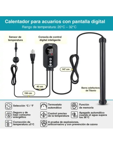 CALENTADOR TITANIO CON SONDA 100W