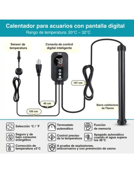 CALENTADOR TITANIO CON SONDA 100W