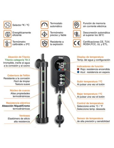 CALENTADOR TITANIO CON SONDA 100W