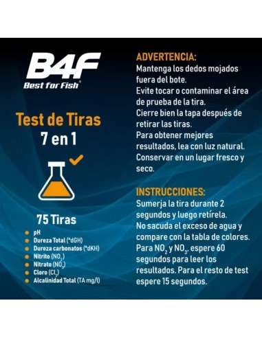 Test de Tiras B4F 7 en 1 para Acuarios | 75 Medidas Precisas