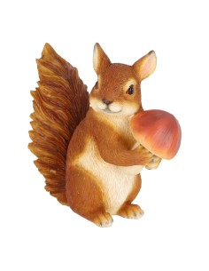 Figura Ardilla con un Hongo - Decoración Natural para Jardín y Hogar