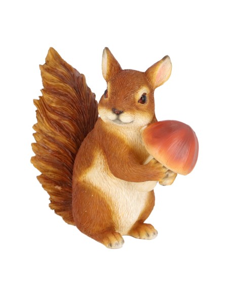 Figura Ardilla con un Hongo - Decoración Natural para Jardín y Hogar