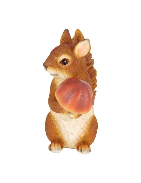Figura Ardilla con un Hongo - Decoración Natural para Jardín y Hogar