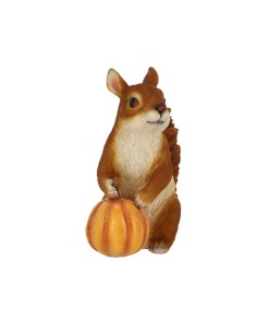 Figura Ardilla con Calabaza - Decoración Otoñal para Jardín y Hogar