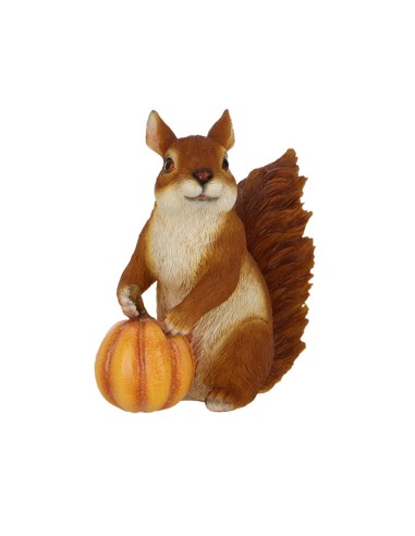 Figura Ardilla con Calabaza - Decoración Otoñal para Jardín y Hogar