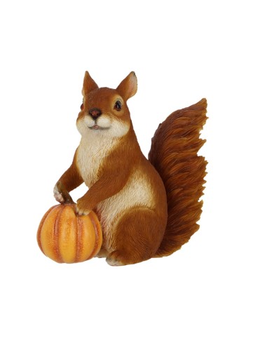 Figura Ardilla con Calabaza - Decoración Otoñal para Jardín y Hogar