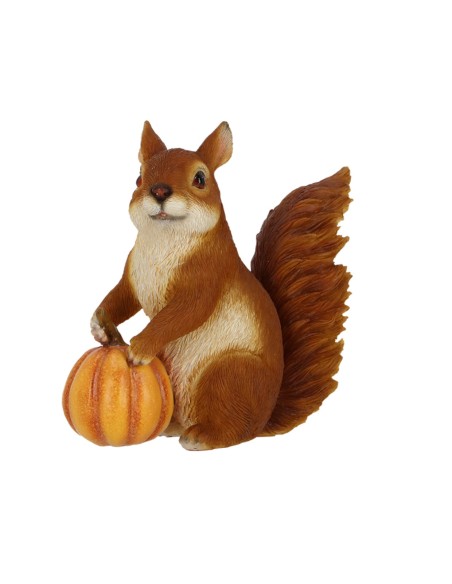 Figura Ardilla con Calabaza - Decoración Otoñal para Jardín y Hogar