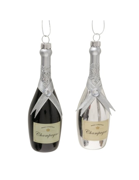 Adorno colgante botella de champagne brillante L4.5cm H14.5cm | Decoración navideña elegante