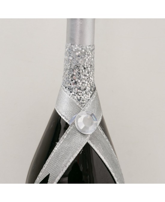 Adorno colgante botella de champagne brillante L4.5cm H14.5cm | Decoración navideña elegante