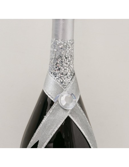 Adorno colgante botella de champagne brillante L4.5cm H14.5cm | Decoración navideña elegante