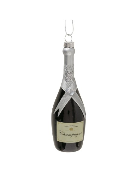 Adorno colgante botella de champagne brillante L4.5cm H14.5cm | Decoración navideña elegante