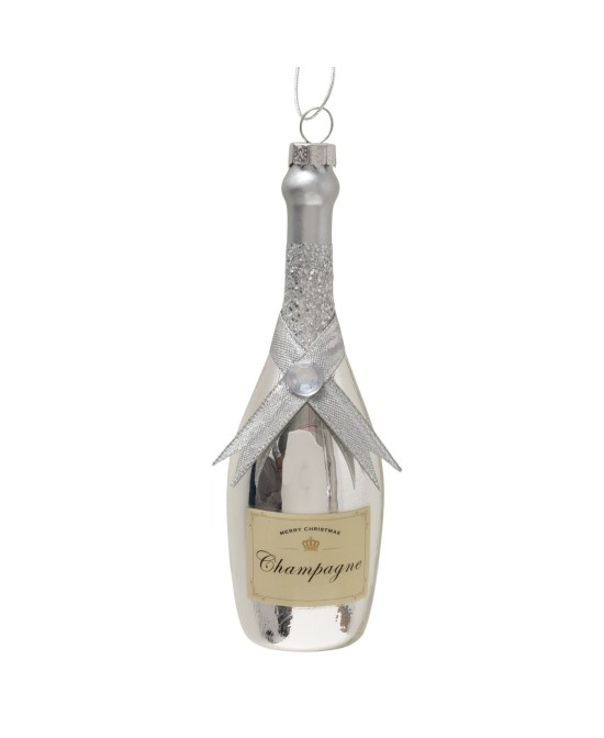 Adorno colgante botella de champagne brillante L4.5cm H14.5cm | Decoración navideña elegante