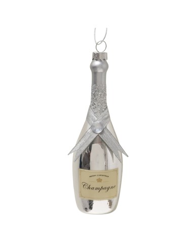 Adorno colgante botella de champagne brillante L4.5cm H14.5cm | Decoración navideña elegante