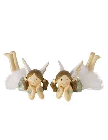 Figura Bettina Ángel plata y blanco 5 cm | Decoración elegante y navideña