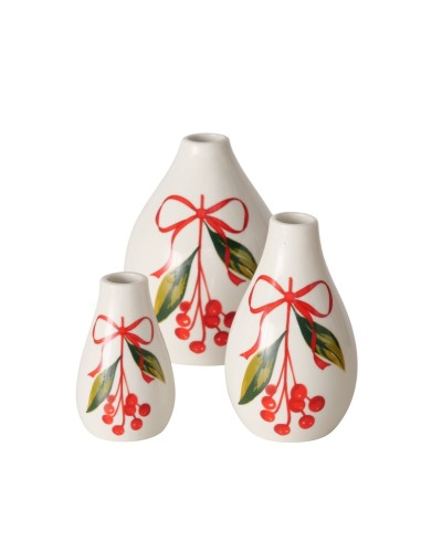 Jarrón Noelle porcelana brillante 12 cm | Decoración elegante y festiva