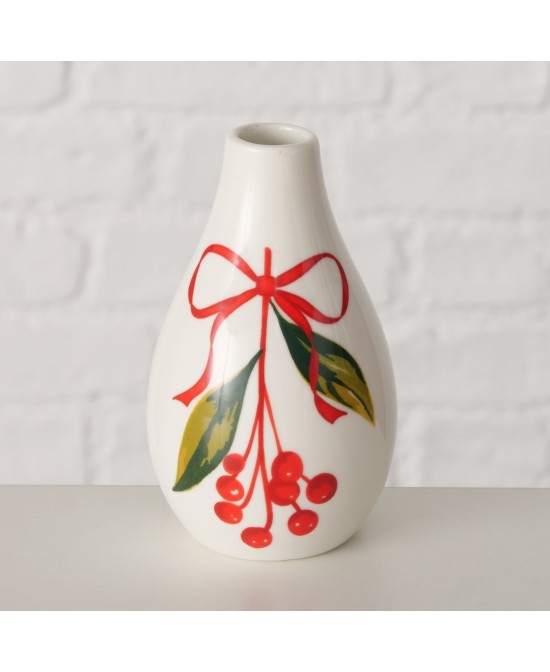 Jarrón Noelle porcelana brillante 12 cm | Decoración elegante y festiva