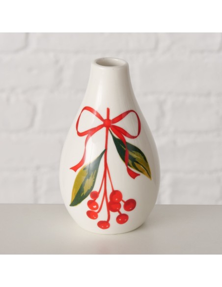 Jarrón Noelle porcelana brillante 12 cm | Decoración elegante y festiva