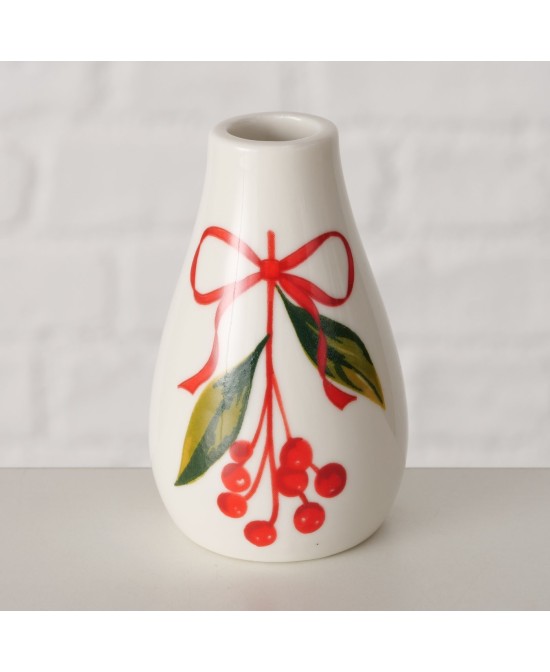 Jarrón Noelle porcelana brillante 12 cm | Decoración elegante y festiva