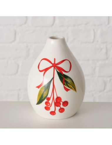 Jarrón Noelle porcelana brillante 12 cm | Decoración elegante y festiva