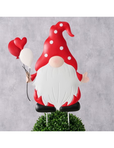 Stick de jardín con gnomo rojo metálico 50 cm accesorio decorativo exterior