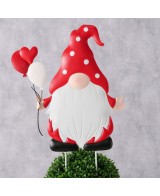 Stick de jardín con gnomo rojo metálico 50 cm accesorio decorativo exterior