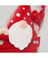 Adorno colgante de gnomo rojo metálico en metal resistente para decoración