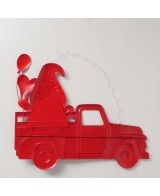 Adorno colgante de gnomo rojo metálico en metal resistente para decoración