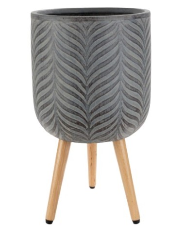 Maceta Pran con Patas Antracita Espiga Grande - Diseño Moderno y Elegante para Interiores