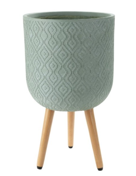 Maceta Pran con Patas Verde Rombo Grande  Decoración Moderna para Plantas Grandes