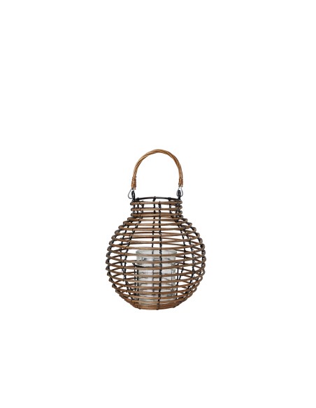 Linterna Emelia de Mimbre Marrón | Decoración e iluminación natural | Endanea Garden