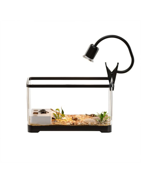 Tortuguera Visión 360 Negra 30x18x19cm Hábitat para Tortugas Compacta y Ventilada