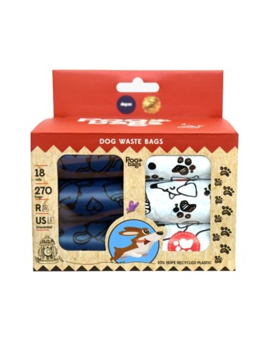 Poo Bags Azules y Blancas Reciclables 18x15 cm | Bolsas ecológicas para perros | Endanea Mascotas