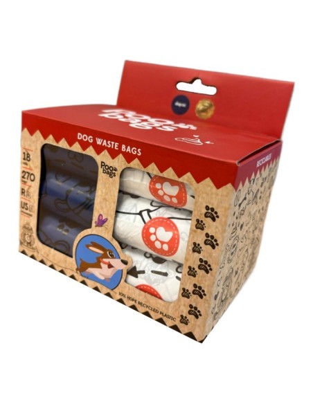 Poo Bags Azules y Blancas Reciclables 18x15 cm | Bolsas ecológicas para perros | Endanea Mascotas