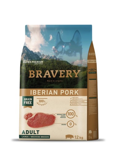 Bravery Adult Med-Grande Cerdo 4kg Alimento Completo para Perros Adultos