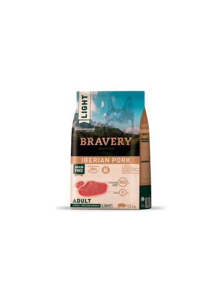 Bravery Adult Iberian Pork Light 4kg para Perros Mediano Grande Control de Peso