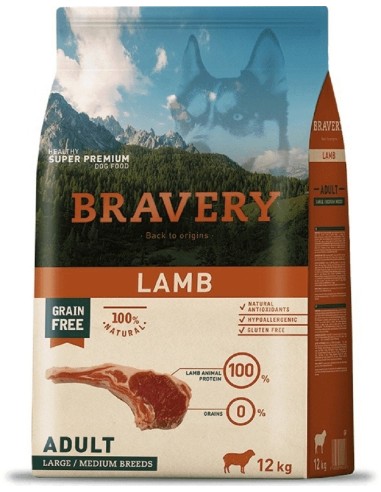 Bravery Adult Mediano-Grande Cordero 12kg | Pienso natural sin cereales para perros adultos | Endanea Mascotas