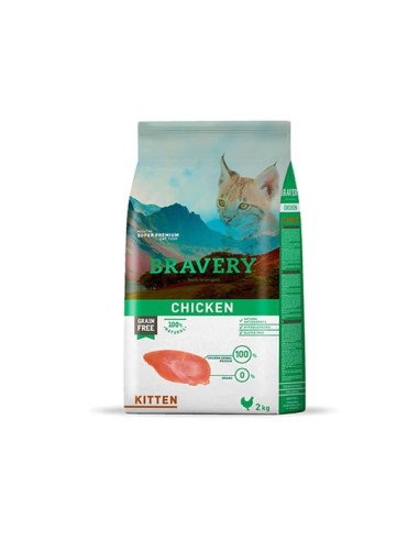 Bravery Cat Kitten Pollo 2kg | Pienso natural sin cereales para gatitos | Endanea Mascotas