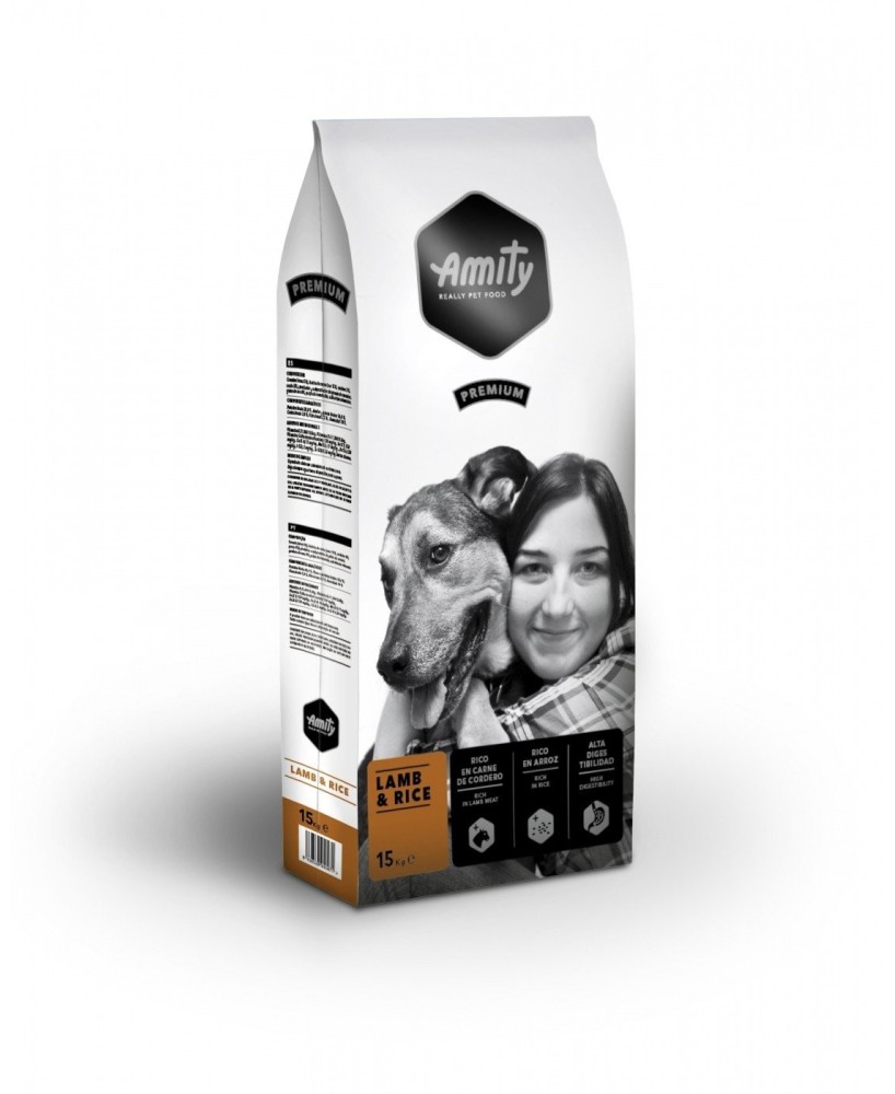 Amity Premium Cordero y Arroz 15kg | Pienso completo para perros adultos | Endanea Mascotas