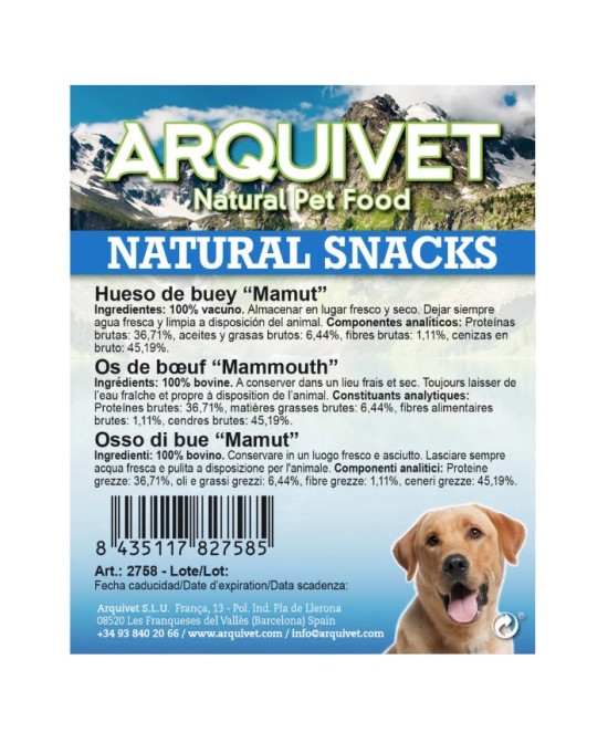 Hueso de Buey Mamut para Perros | Snack Natural, Durable y Saludable