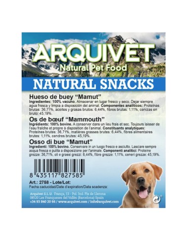 Hueso de Buey Mamut para Perros | Snack Natural, Durable y Saludable